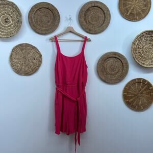 Lane Bryant Pink Ruffle Belted Romper Shorts One Piece Summer Plus Size 18